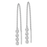 Sterling Silver Rhodium-plated Polished CZ Threader Earrings